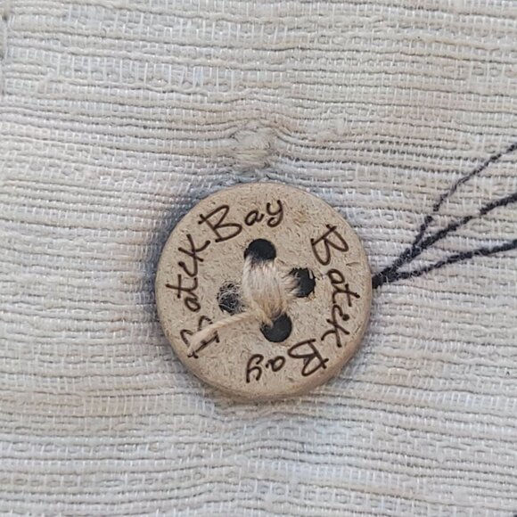 Vtg Batik Bay Mens Silk Hawaiian Shirt M Palm Leaf Print Beige & Blue Vacation - Picture 6 of 15